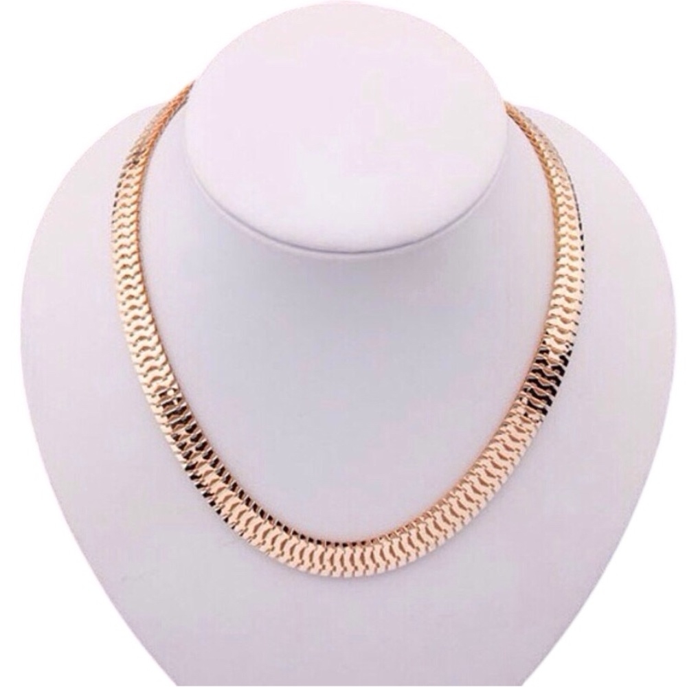 Mesh Chain Link Necklace Women Color Gold